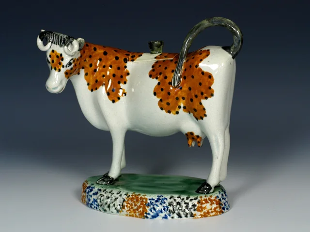 RW001214 - Yorkshire Prattware Cow Creamer and Cover - 3.jpg