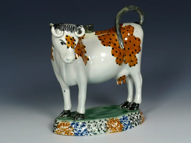 RW001214 - Yorkshire Prattware Cow Creamer and Cover - 4.jpg