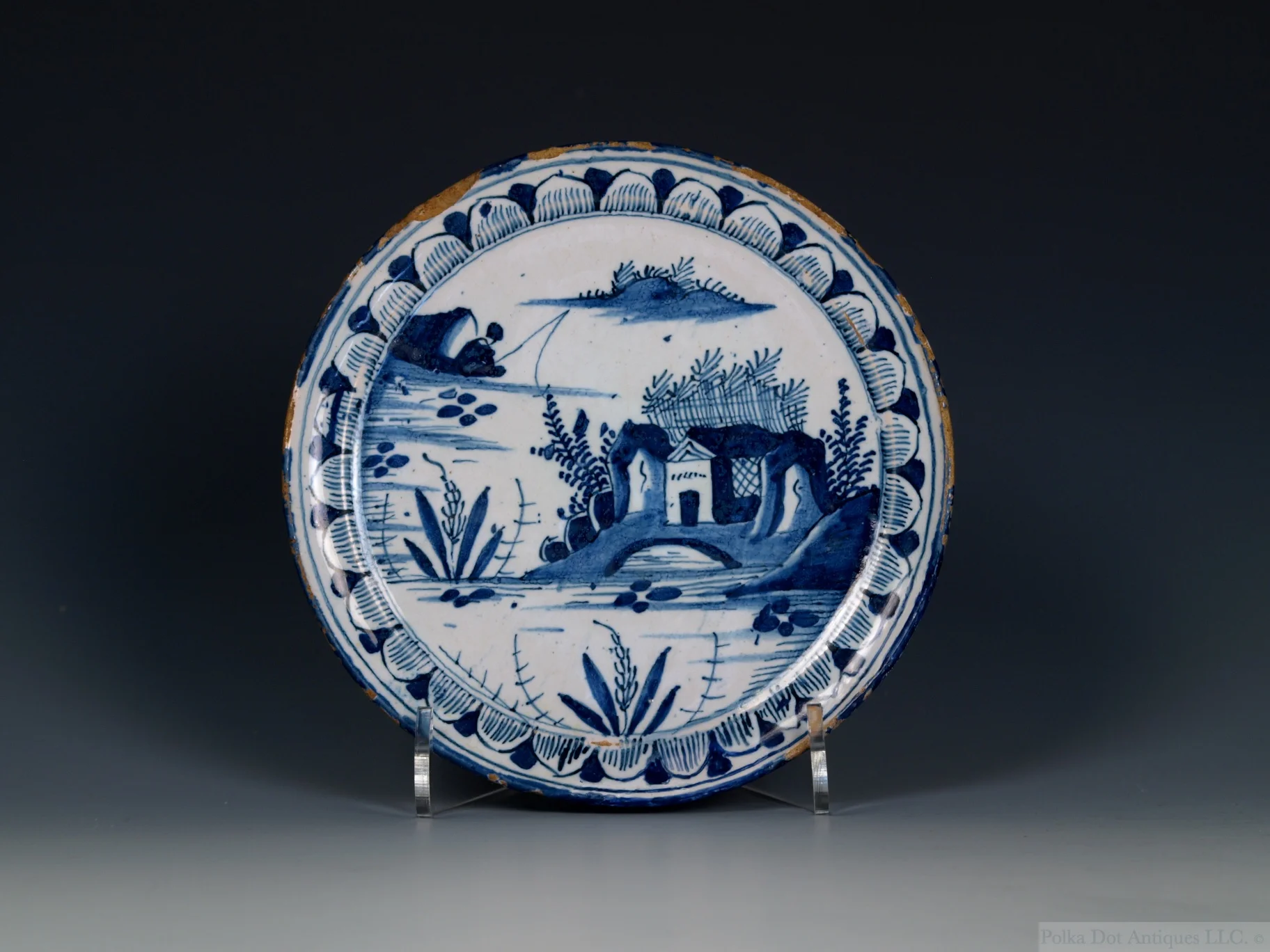 English Tin-Glazed Earthenware Footed Dish, 1710/20, possibly London, 5 3/8th”.