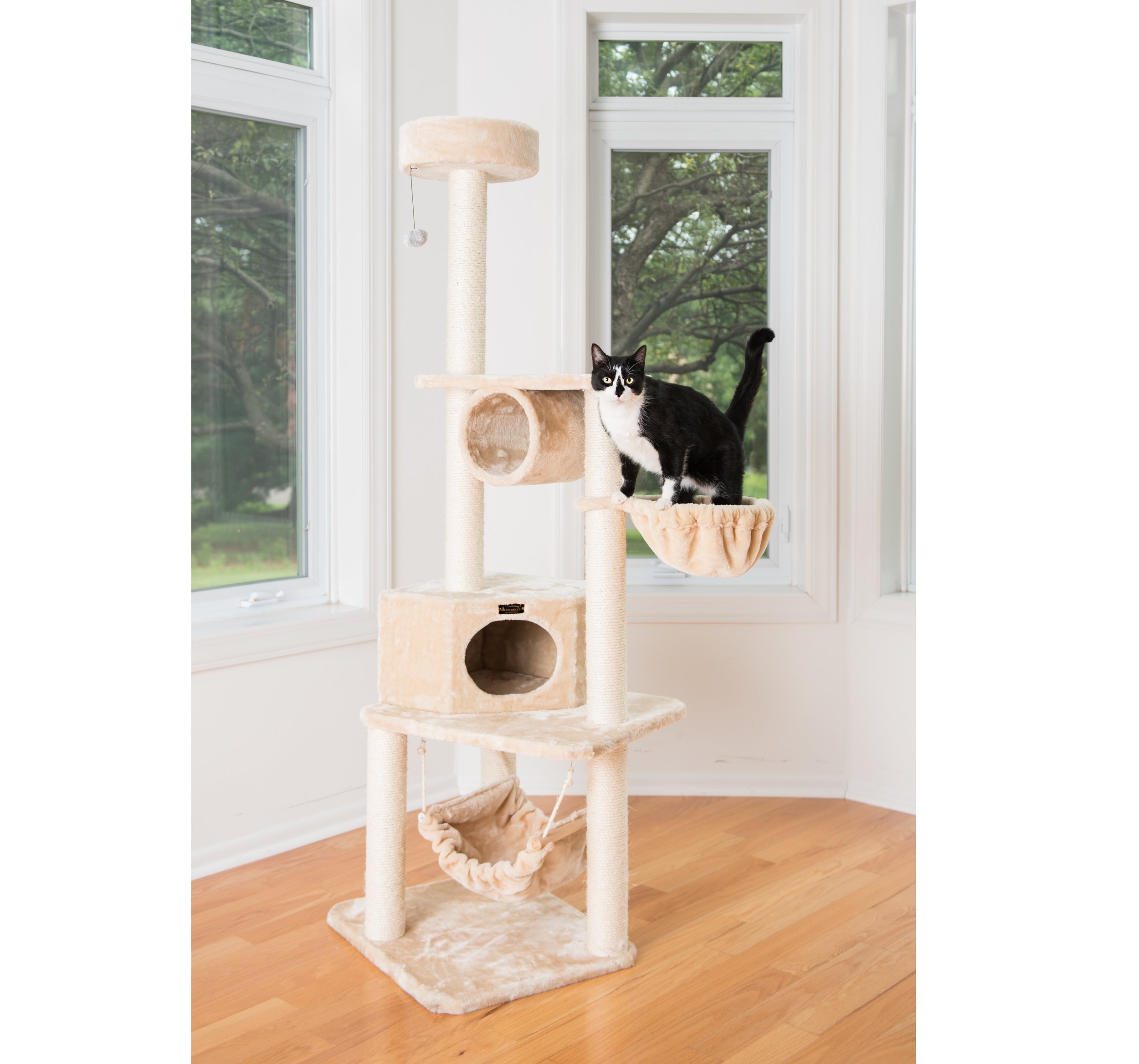 cat tower with hammock