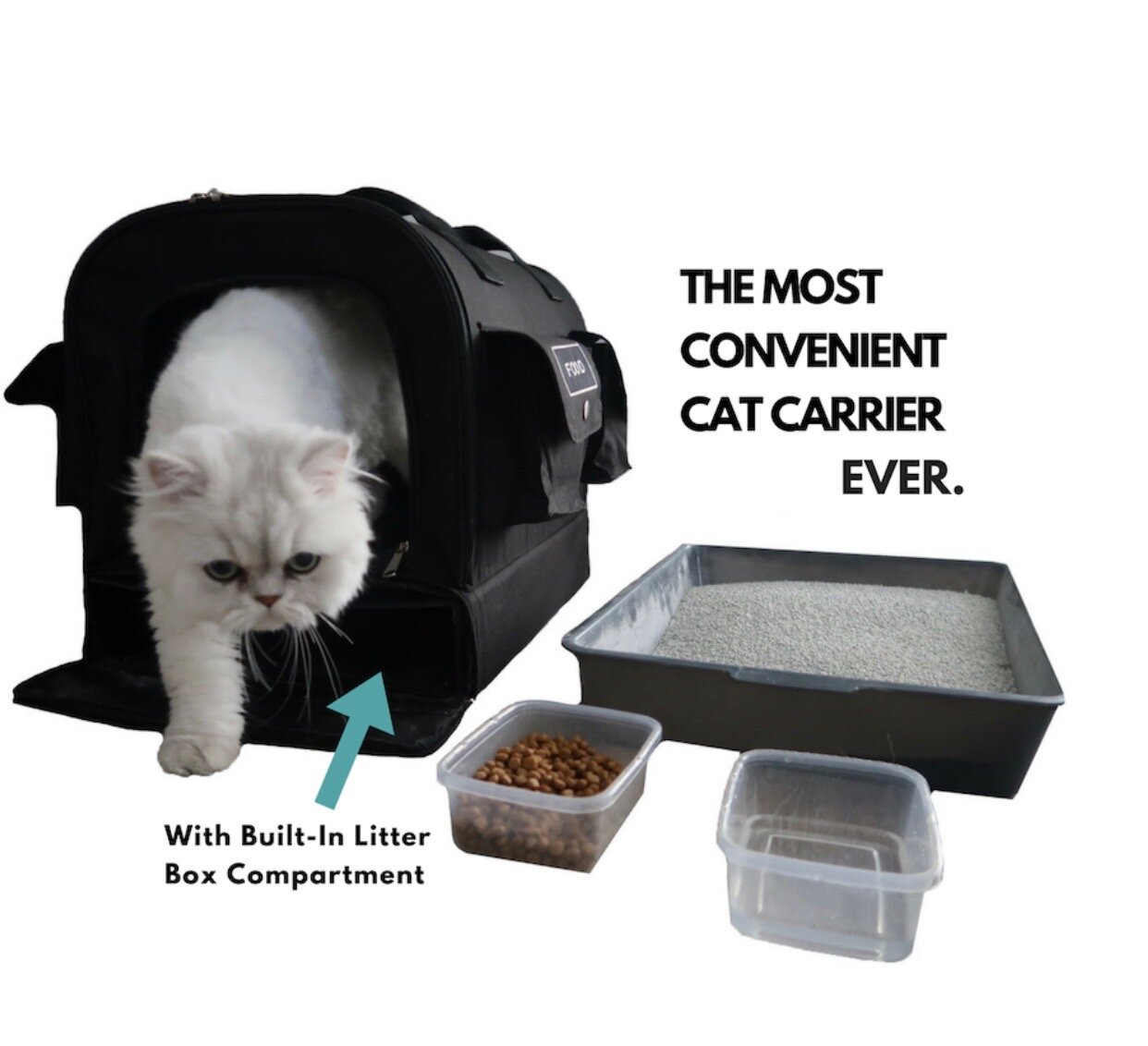 cat carrier with built in litter tray