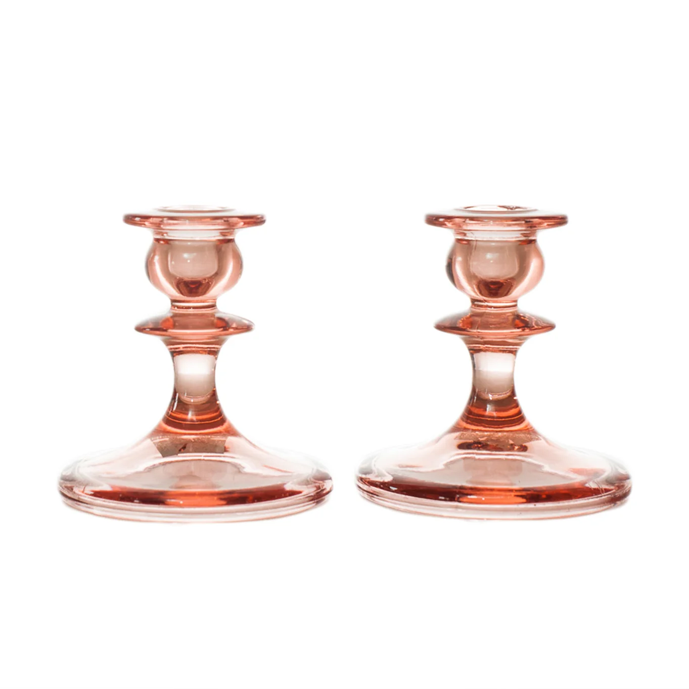 Pink Glass Candleholders