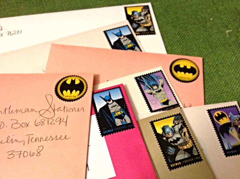 He might not be the hero Gotham needs, but he's the stamp I needed for this project! My post person probably thought I was crazy with the amount of letters I was mailing out. 