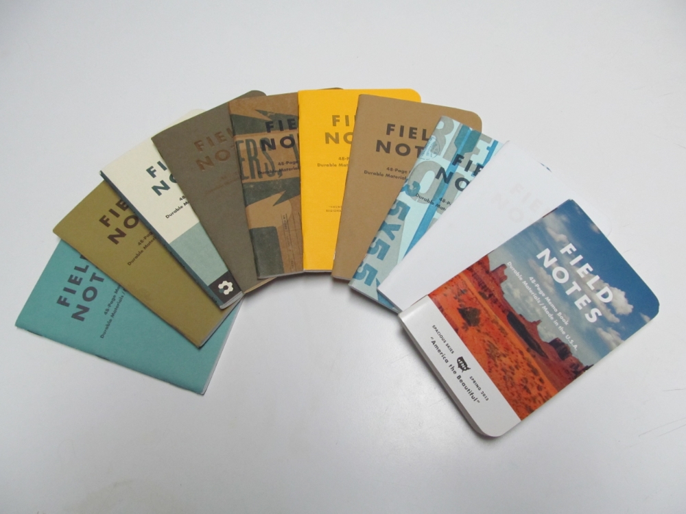 My rainbow of used Field Notes. 