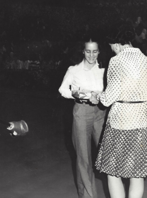 Terry Welch and Art Teacher, Anita Ferranti, Awards Day, Acton-Boxborough Regional High School, 1974.