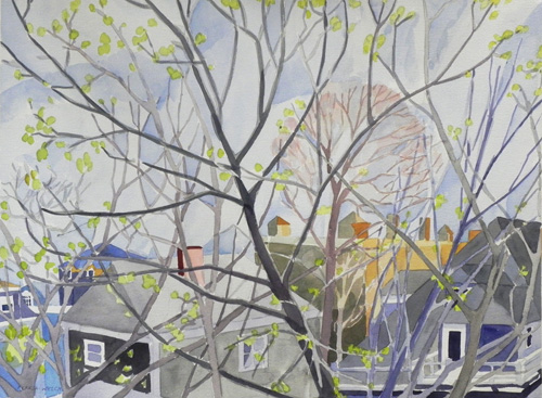 Teresa Welch, Springtime In Cambridge , watercolor, 22" x 30"