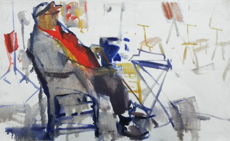 Teresa Welch, Paul Scott in the Studio , oil/canvas, 18" x 29", 1979, Montserrat School of Visual Art, Beverly, MA