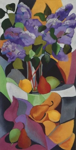 Teresa Welch, Lilacs and Frui t, pastel, 30" x 15", 1991