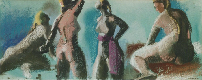 Teresa Welch, Carrie in Four Poses, watercolor and pastel, 1993