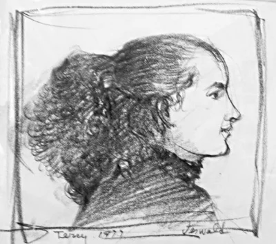 Joseph Jeswald, Terry , graphite/paper, 5" x 6", 1977