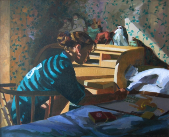Teresa Baksa, Erin Drawing , oil/linen, 22" x 27", 1997