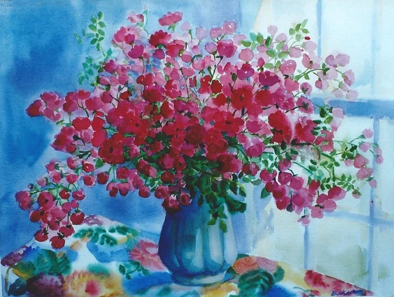 Teresa Baksa, Cape Roses , watercolor, 22" x 30", 1998