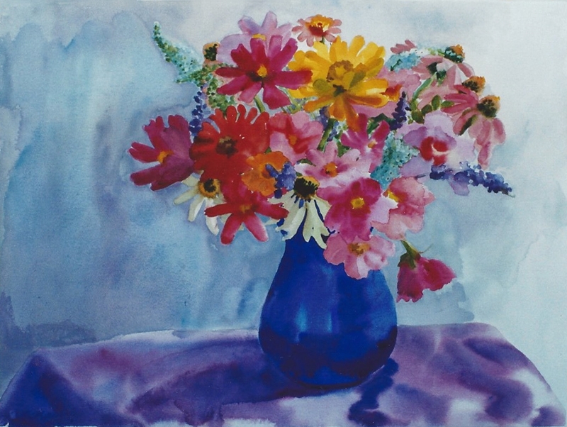 Teresa Baksa, Red and Pink Mix, watercolor, 22" x 30", 1999