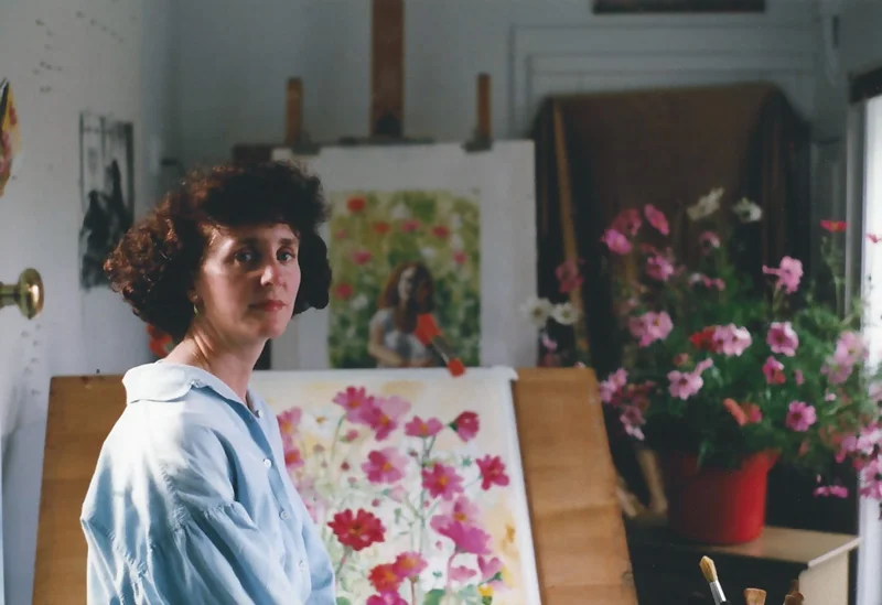 Teresa Baksa in her studio at Baksa Studio, Route 6A, Dennis Village, 1999.