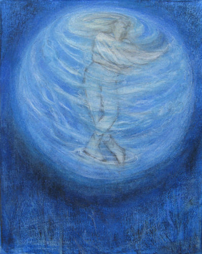 Teresa Baksa, A Celestial Feeling , ( Study for Becoming A Star), graphite, charcoal, pastel on canvas, 20" x 16", 2013