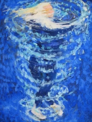 Teresa Baksa, Skater & Dove, (Study for Becoming A Star), Pastel on Colourfix paper, 12" x 9", 2013