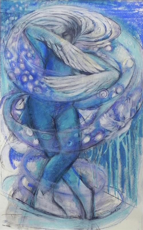 Teresa Baksa, A New Perception , ( Study for Becoming A Star), charcoal, graphite, and pastel on paper, 37" x 23", 2013