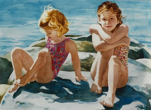 Teresa Welch, Jamie and Sara, watercolor, 22" x 30", 1994