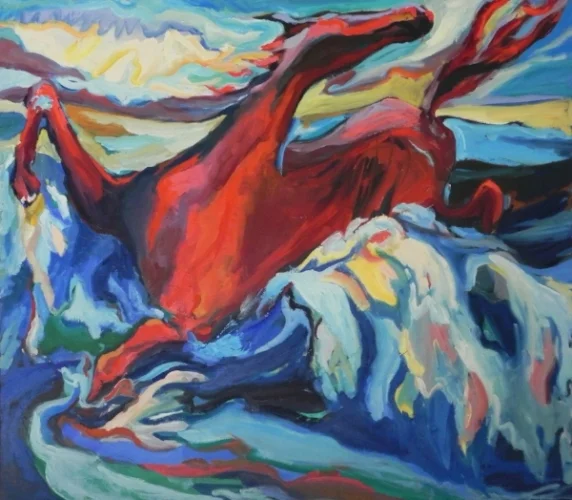 Teresa Welch, The Red Horse, oil/canvas, 42" x 48", 1977