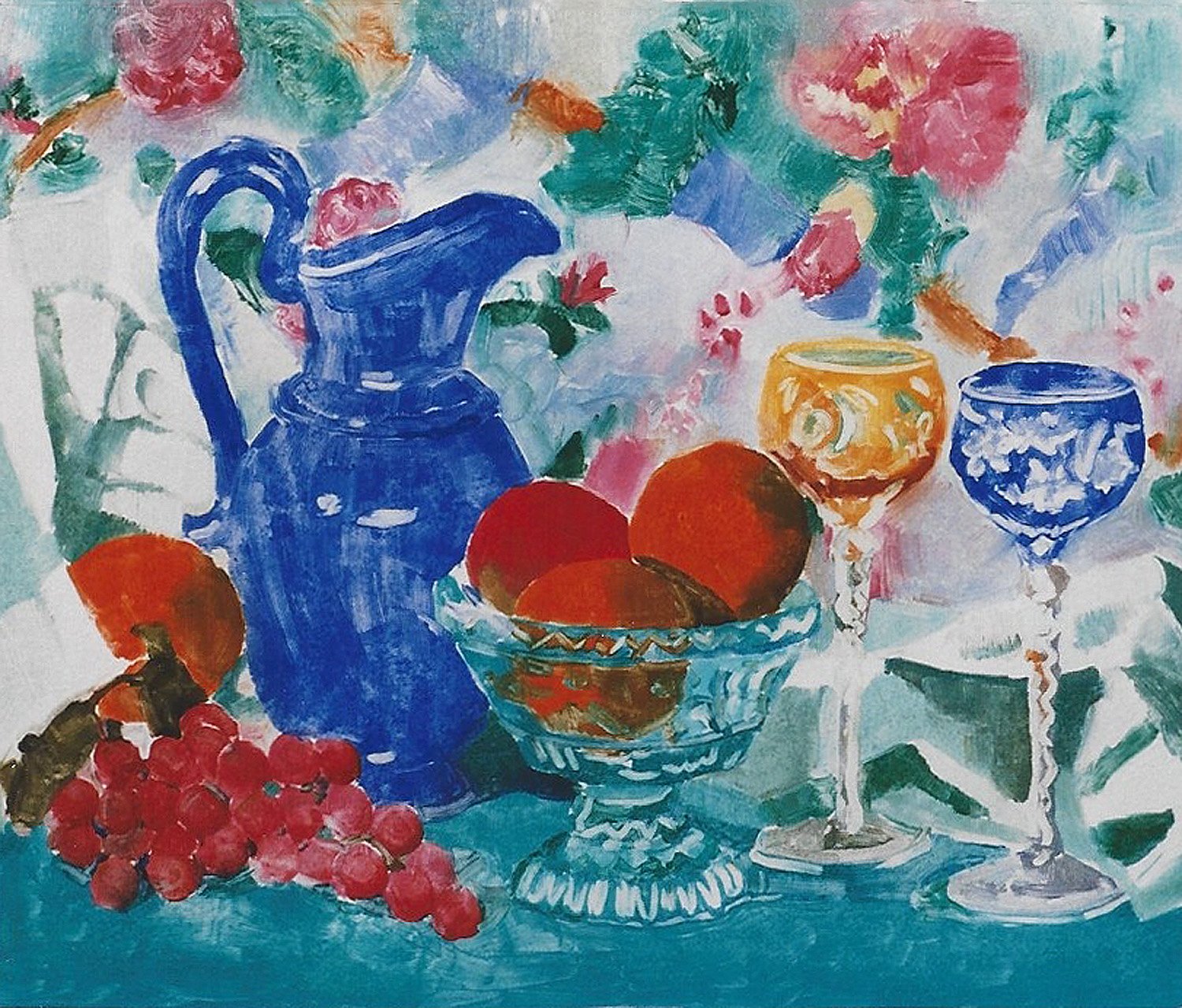 Blue Pitcher & Oranges