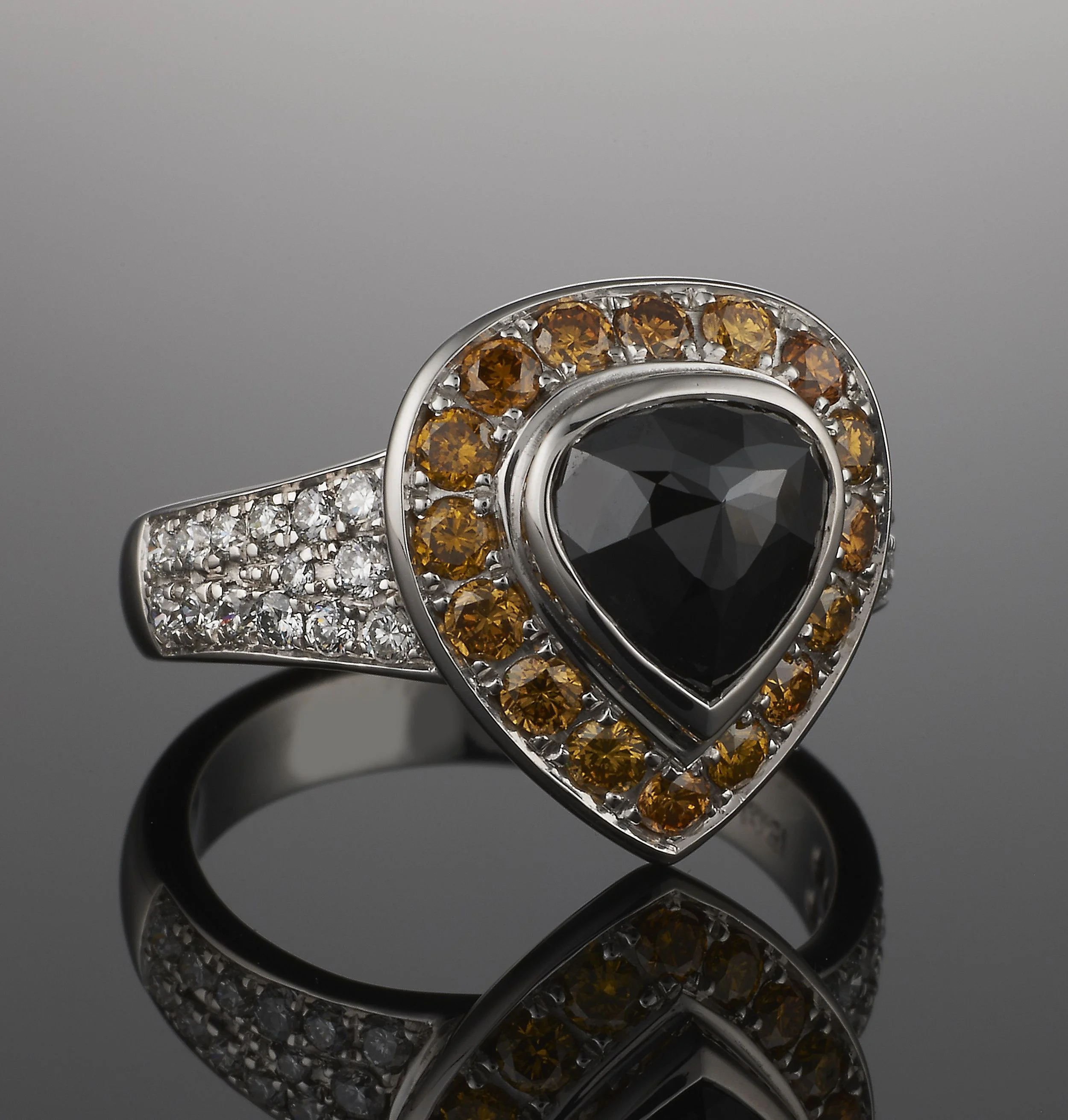Ring featuring black diamond