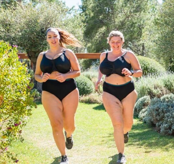 Bryony training with her running partner Jada Sezer for the 2018 London Marathon