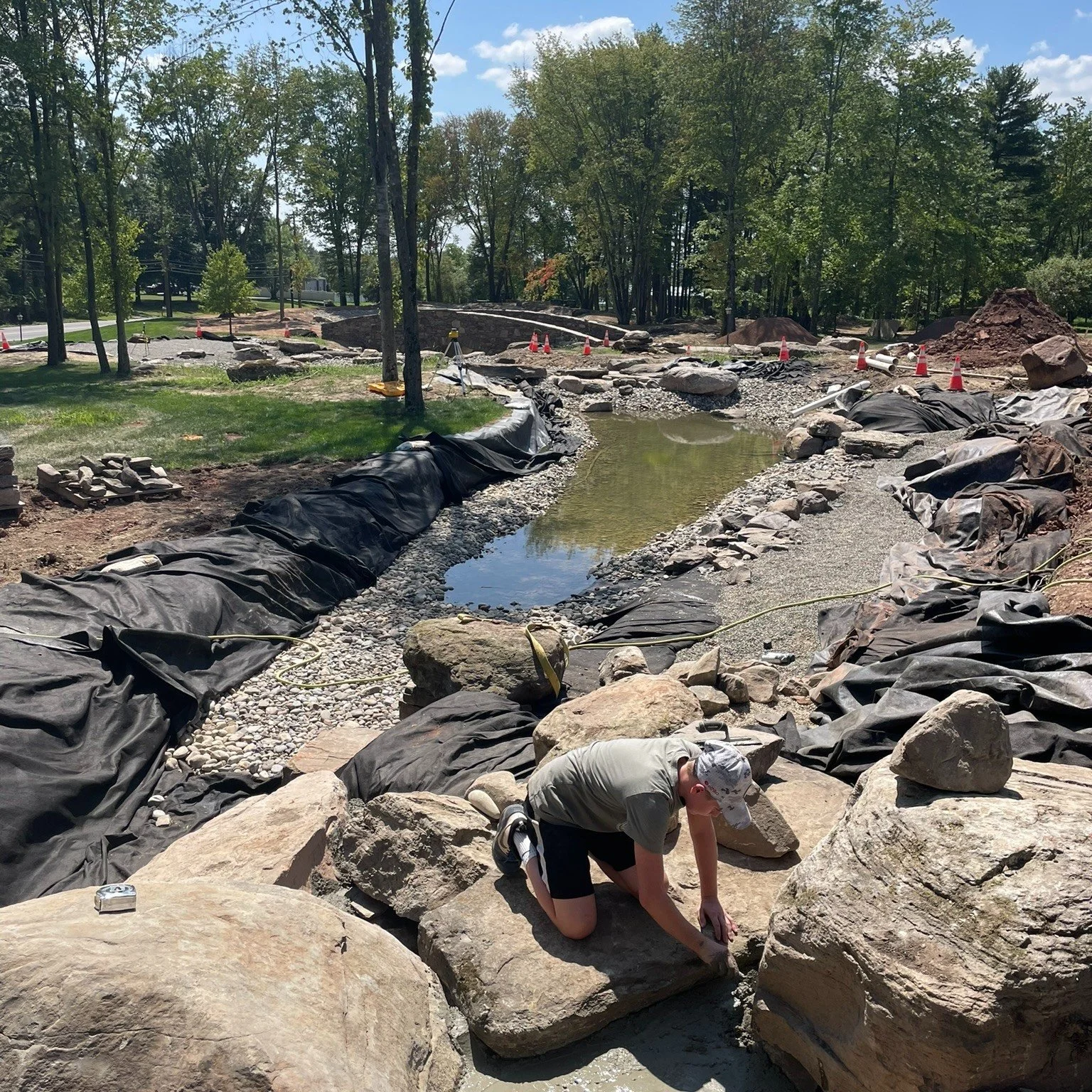Construction of upper feeder stream

#ponddesign #coolponds #largeponds #farmpond #designbuild #backyardconcepts #montgomerycountypa #ProjectProgress #projectprogress #pond #pondworks_online #pondlife #pondview #PWLargePondandStream