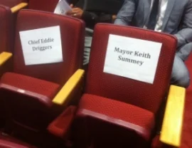 Seats reserved for Mayor Summey and Police chief Driggers at Nehemiah, 04.18.16.jpg