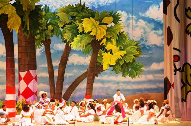 Scene from picnic on Kittiwah Island (modeled after the real Kiawah Island) in Spoleto's "Porgy and Bess." Visual Designer Jonathan Green is responsible for the overall look. Courtesy Spoleto Festival USA.