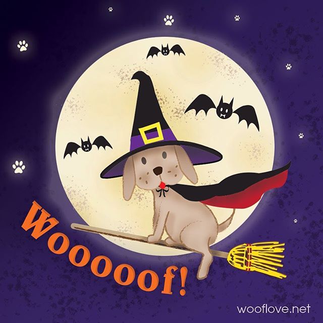 Happy Woof Halloween! #halloween #dog #dogillustration #illustration #kidsillustration #petillustration #wooflove #woofloveart