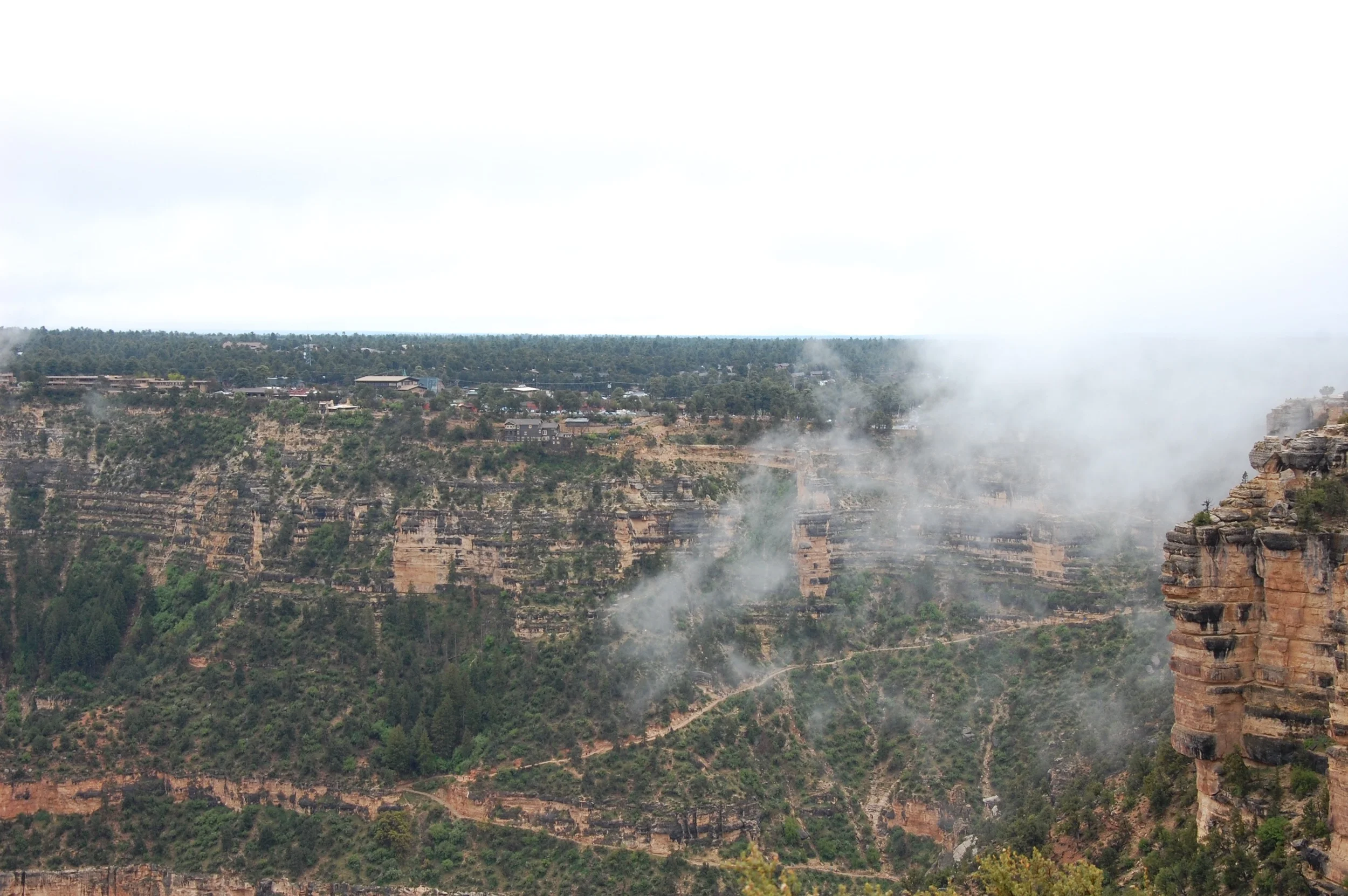 Hiking Trails with Grand Canyon village at top left.&nbsp;