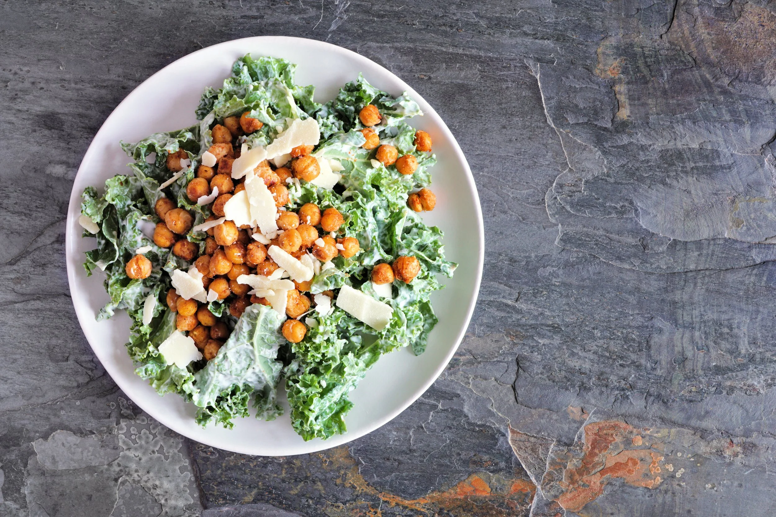 Kale Caesar Salad with Asiago Dressing