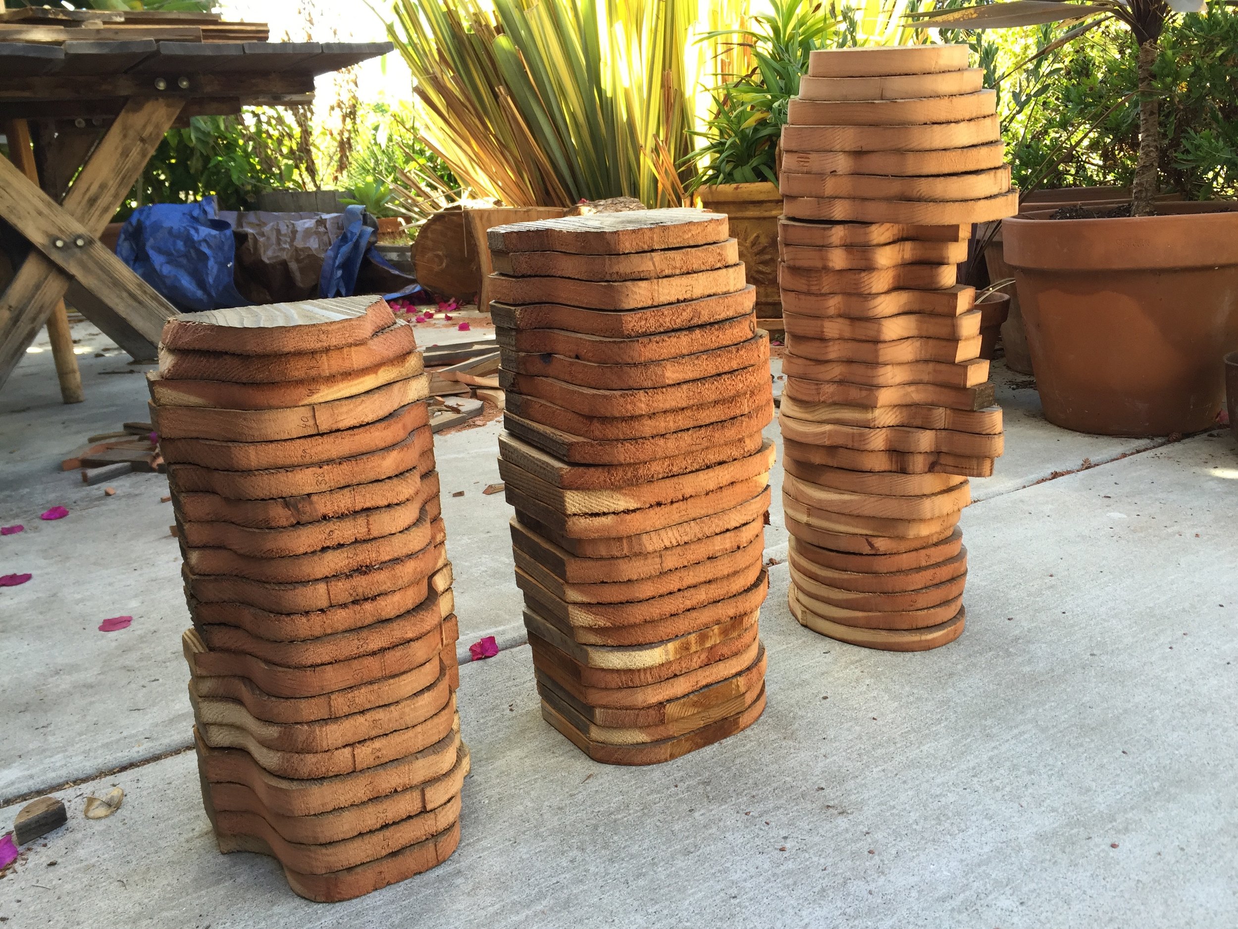 Cutting out the board and stacking them 