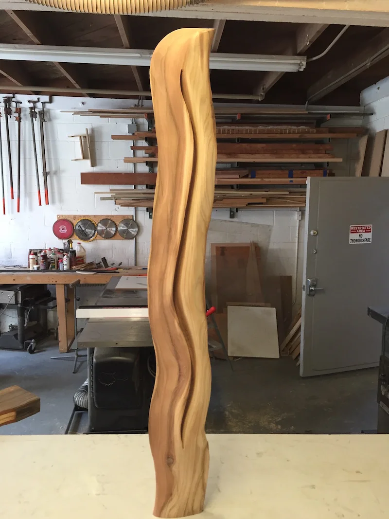 Final sanding, before applying wood oil to bring out the colors
