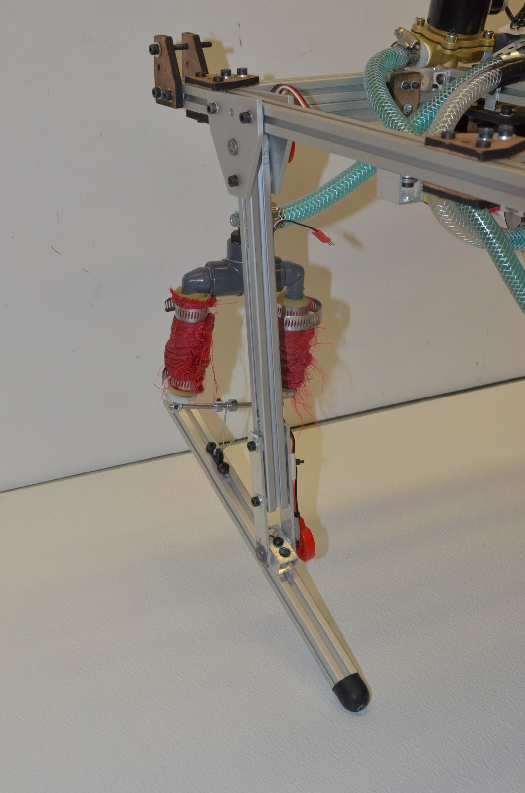 We observed that a single muscle was not creating the highly energetic motion we expected, so I attached a second muscle to see what would happen. This worked acceptably, but I later determined that water flow (viscous drag) was the real problem to