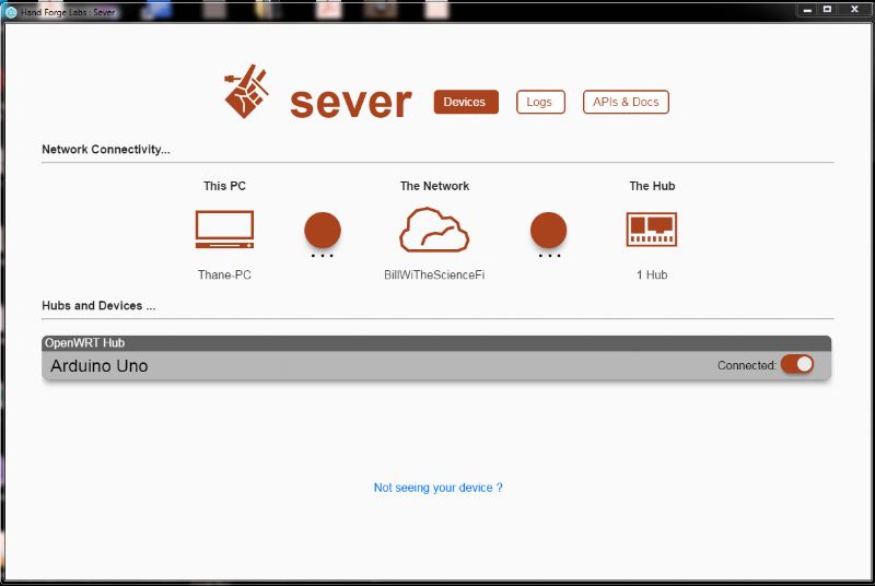 The Sever desktop software