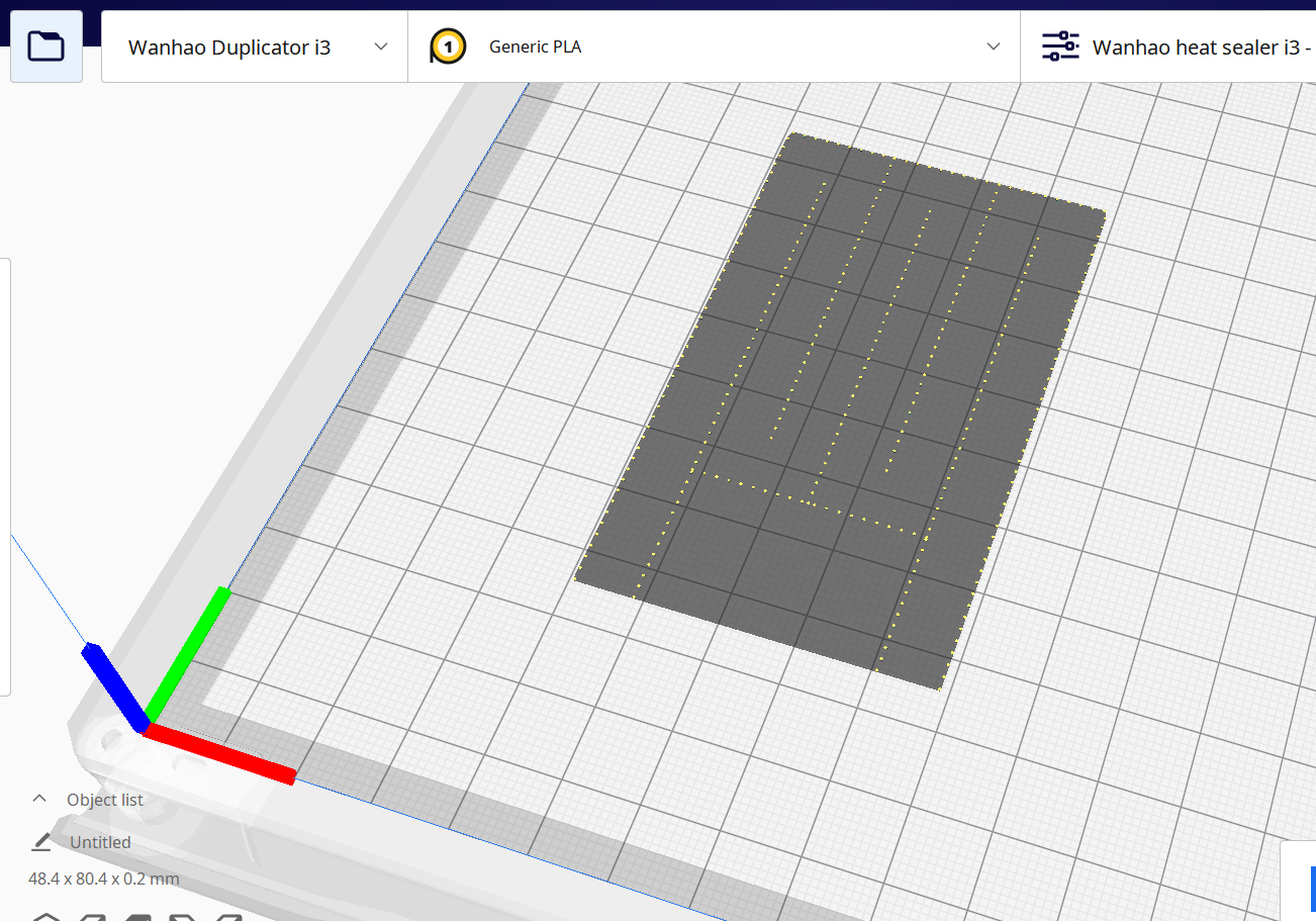 Pattern of points, sliced into G-code in Cura