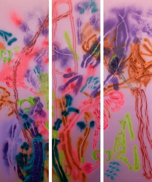Japanese Screen: Spray Paint on Foam Panels
