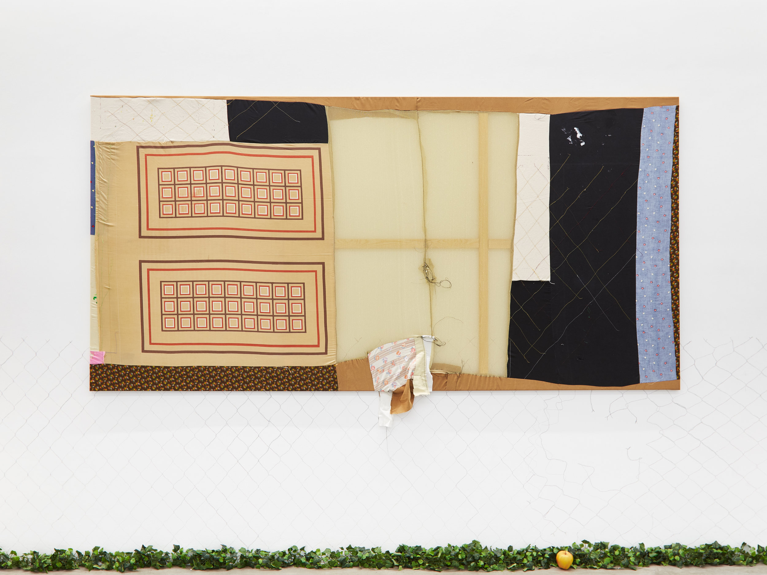 Tameka Jenean Norris, Country Girl in a Big City, Landscape, 2016, 108 in x 54 in, performative work, fabric, canvas, acrylic paint, thread.