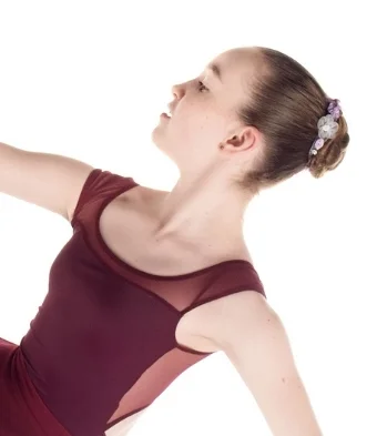 Princess Leotard in Burgundy with Mesh, Back Strap and Cap Sleeve