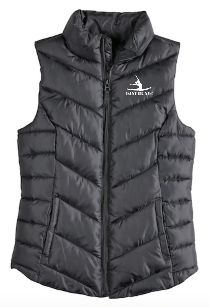 PUFFER VEST to Keep You Warm! Mineral Black with Embroidered Dancer.NYC ...