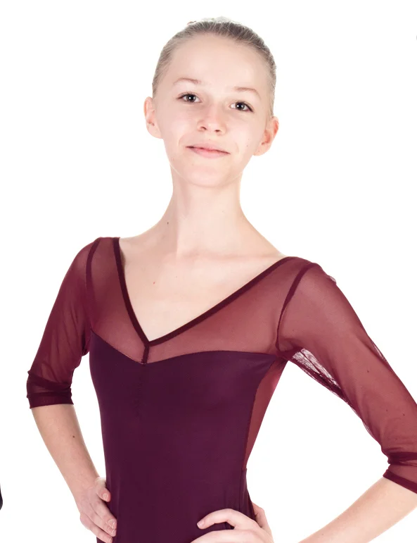 Dance Leotard - "EPAULMENT" Leotard with Mesh - Custom Designed Dance Wear by Dancer.NYC