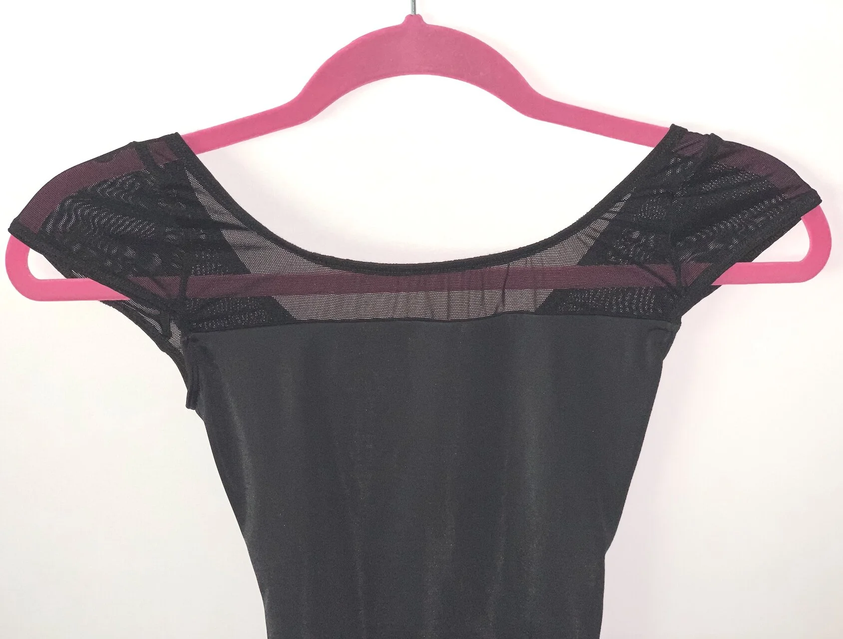 Princess Leotard in Black with Mesh, Back Strap and Cap Sleeve