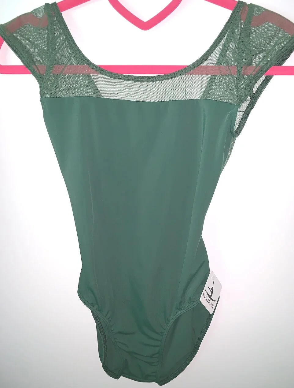 Princess Leotard in Hunter Green with Mesh, Back Strap and Cap Sleeve