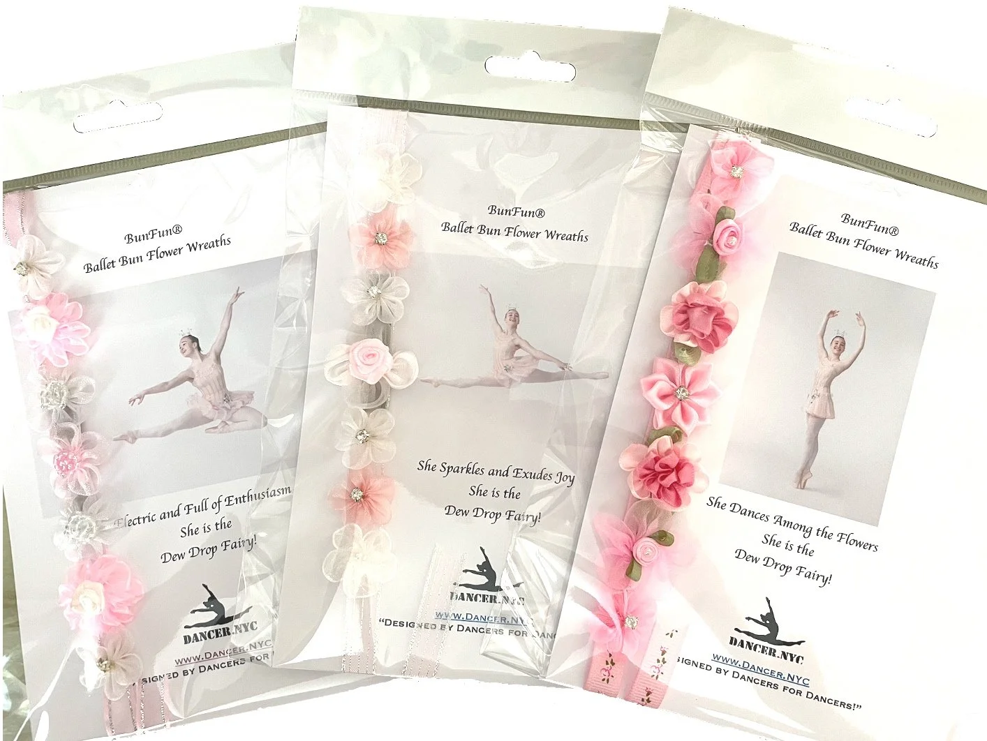 Nutcracker BunFun™ - Sugar Plum Fairy, Snow Queen, Clara and the Dew Drop Fairy- Ballet Bun Flower Wreaths