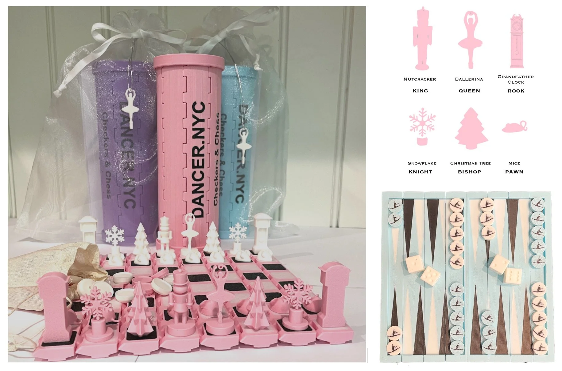 Nutcracker Gifts - Travel Size Chess, Checkers and TicTacToe