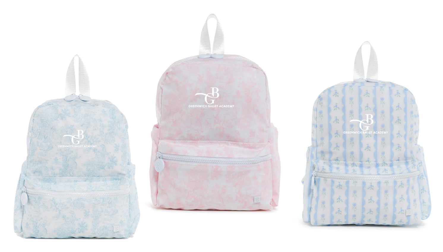 Greenwich Ballet Academy Mini Backpack for the Young Dancers - Bunny Toile and Floral Stripes
