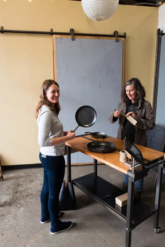 Lora getting our pans