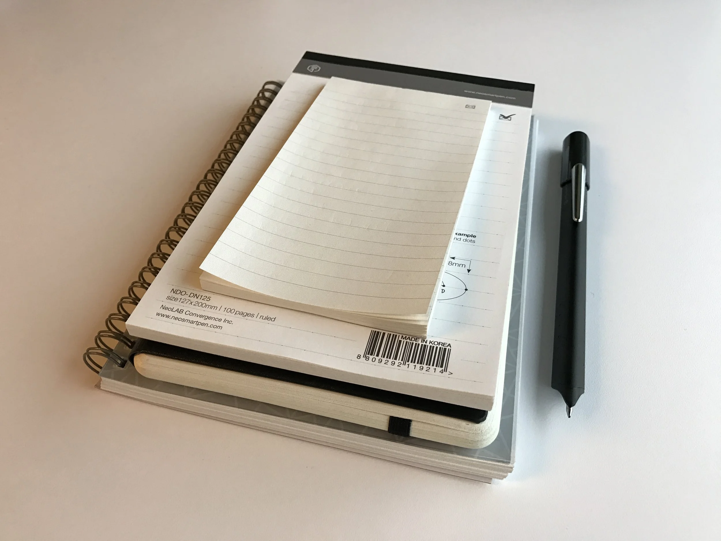 The different Neo notebooks that I own (Ring notebook, Moleskine tablet, Idea pad mini, and Memo pad.