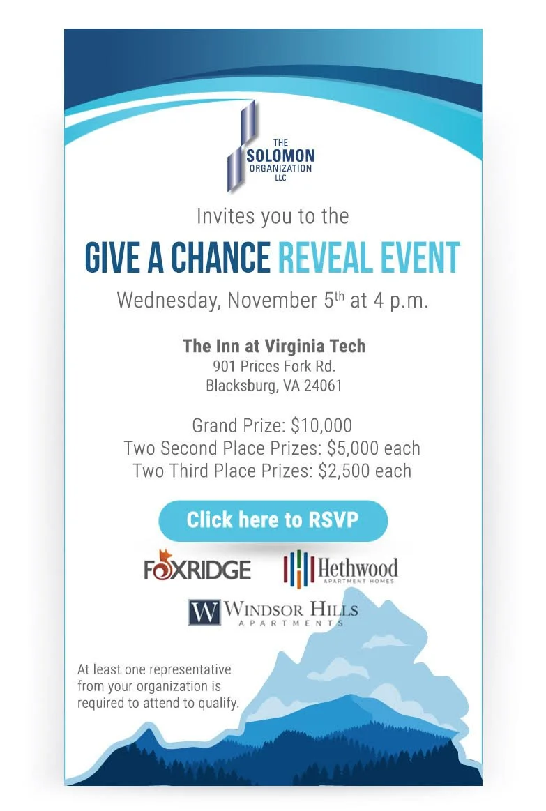 The Solomon Organization's Give a Chance Charitable Donation Reveal Event